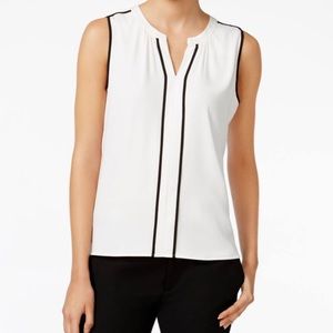 Calvin Klein sleeveless piped blouse